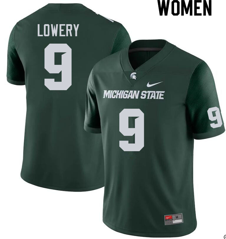 Women #9 Marqui Lowery Michigan State Spartans College Football Jerseys Sale-Green